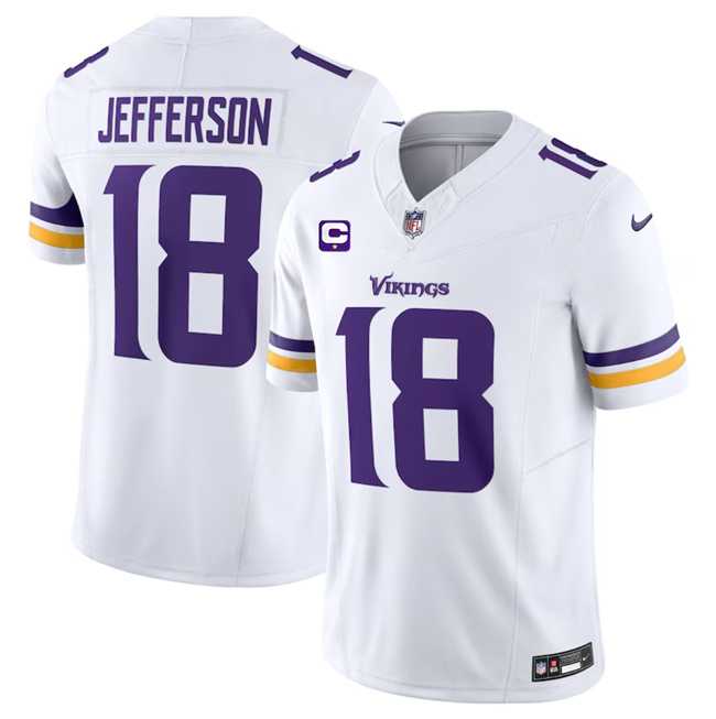 Men & Women & Youth Minnesota Vikings #18 Justin Jefferson White 2023 F.U.S.E. With 1-Star C Patch Vapor Untouchable Limited Jersey->new england patriots->NFL Jersey
